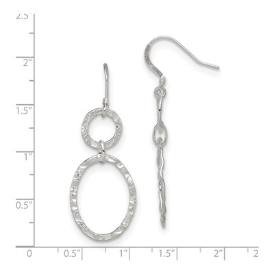 Sterling Silver Hammered Circle Oval Dangle Earrings – view 5