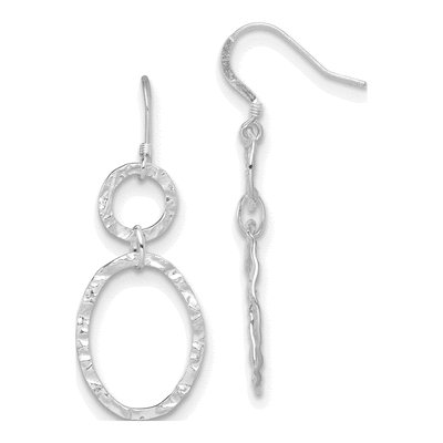 Sterling Silver Hammered Circle Oval Dangle Earrings