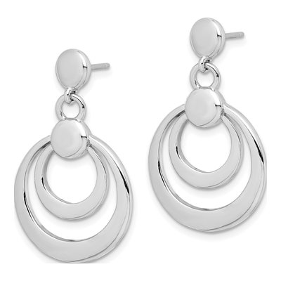 Sterling Silver Double Circle Dangle Earrings – view 3