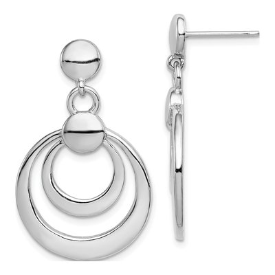 Sterling Silver Double Circle Dangle Earrings
