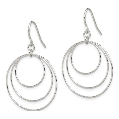 Gold-Plated Sterling Silver Triple Circle Dangle Earrings – view 3