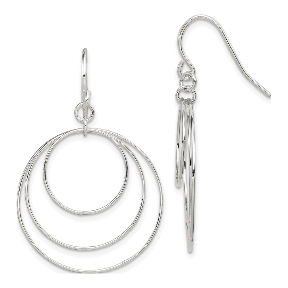 Gold-Plated Sterling Silver Triple Circle Dangle Earrings