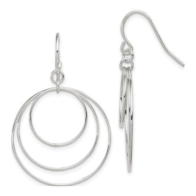 Gold-Plated Sterling Silver Triple Circle Dangle Earrings