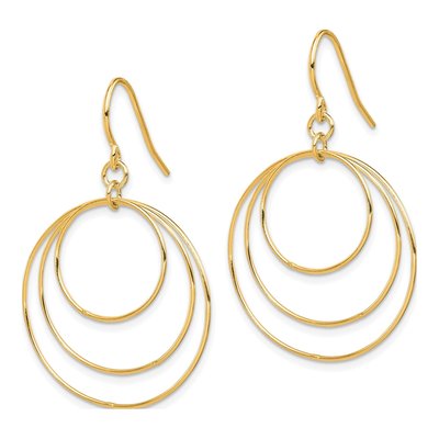 Gold-Plated Sterling Silver Triple Circle Dangle Earrings – view 2