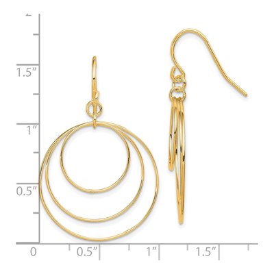 Gold-Plated Sterling Silver Triple Circle Dangle Earrings – view 3