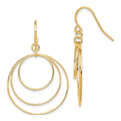 Gold-Plated Sterling Silver Triple Circle Dangle Earrings