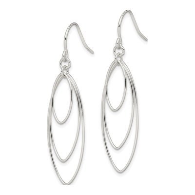 Sterling Silver Triple Marquise Dangle Earrings – view 3