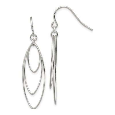 Sterling Silver Triple Marquise Dangle Earrings