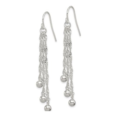 Sterling Silver 3-Strand Beaded Dangle Earrings – view 3