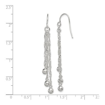 Sterling Silver 3-Strand Beaded Dangle Earrings – view 5