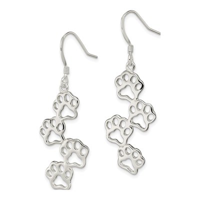 Sterling Silver Paw Print Dangle Earrings – view 3