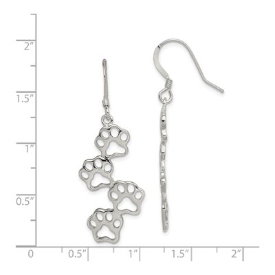 Sterling Silver Paw Print Dangle Earrings – view 5
