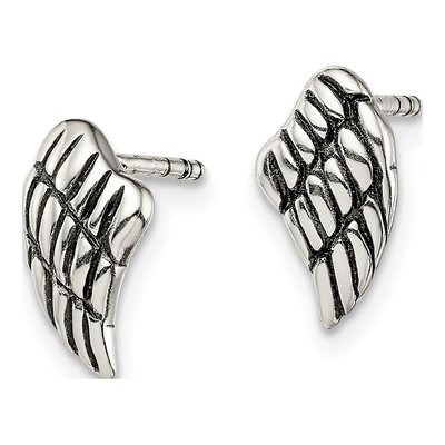 Sterling Silver Antiqued Wing Stud Earrings – view 3
