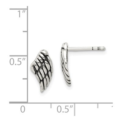 Sterling Silver Antiqued Wing Stud Earrings – view 5