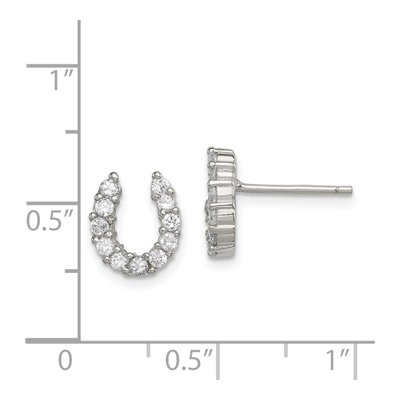 Sterling Silver CZ Horseshoe Stud Earrings – view 5