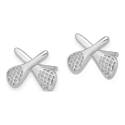 Sterling Silver Lacrosse Stud Earrings – view 3