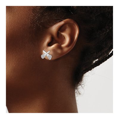 Sterling Silver Lacrosse Stud Earrings – view 4