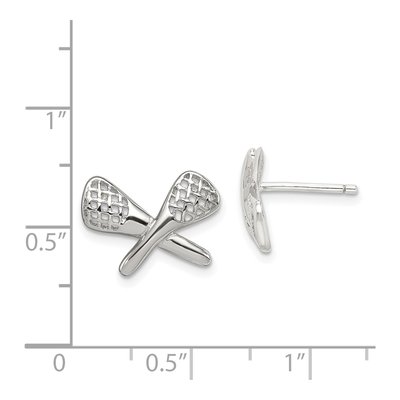 Sterling Silver Lacrosse Stud Earrings – view 5