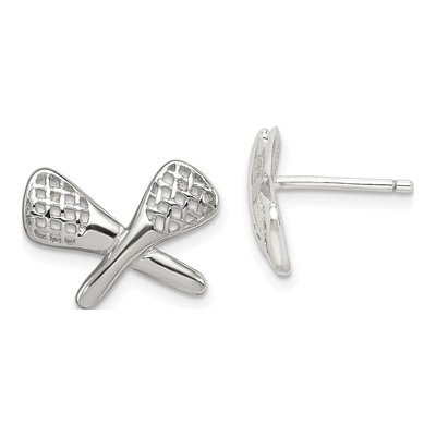 Sterling Silver Lacrosse Stud Earrings