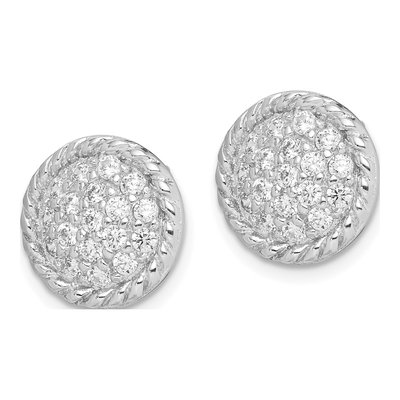 Sterling Silver Round CZ Twisted Circle Stud Earrings – view 3