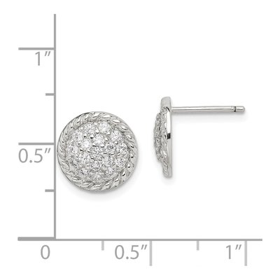 Sterling Silver Round CZ Twisted Circle Stud Earrings – view 5