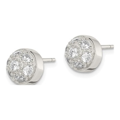 Sterling Silver 3mm Round CZ Half Ball Button Stud Earrings – view 3