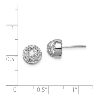 Sterling Silver 3mm Round CZ Half Ball Button Stud Earrings – view 5