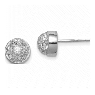 Sterling Silver 3mm Round CZ Half Ball Button Stud Earrings
