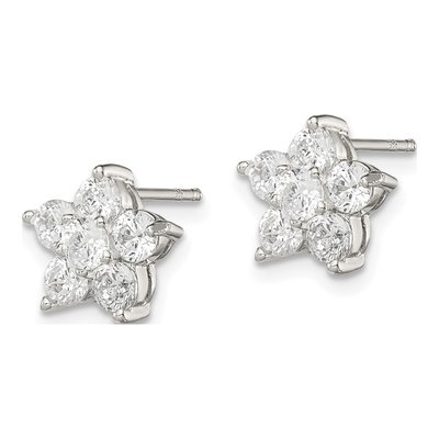 Sterling Silver CZ Flower Stud Earrings – view 3