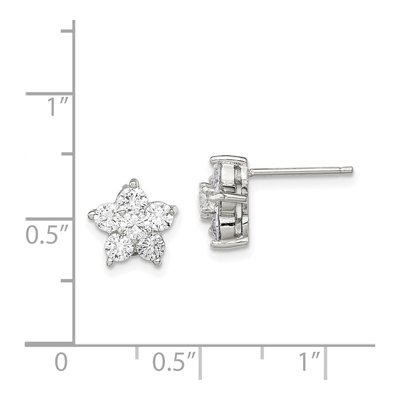 Sterling Silver CZ Flower Stud Earrings – view 5