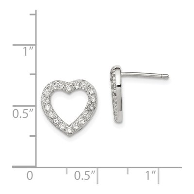 Sterling Silver Round CZ Open Heart Stud Earrings – view 5
