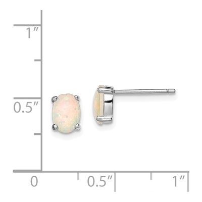 Sterling Silver Oval Lab-Created Opal Stud Earrings – view 5