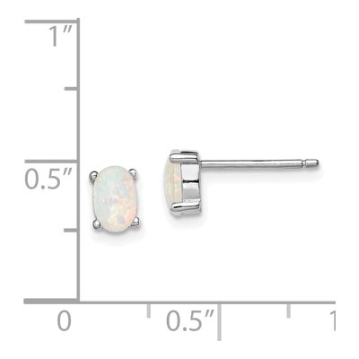 Sterling Silver Oval Lab-Created Opal Stud Earrings – view 5