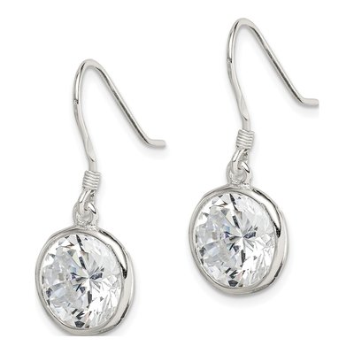 Sterling Silver CZ Bezel Dangle Earrings – view 3