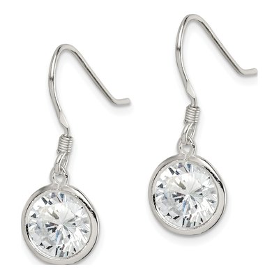 Sterling Silver CZ Bezel Dangle Earrings – view 3
