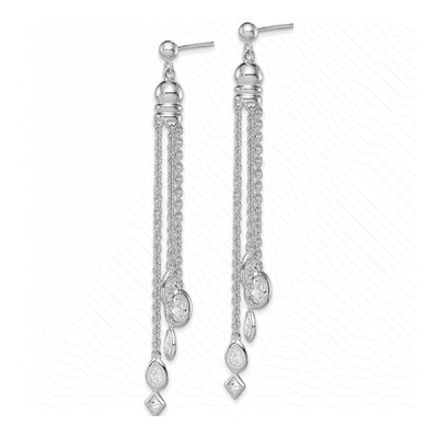 Sterling Silver CZ Multi-Chain Dangle Earrings – view 3