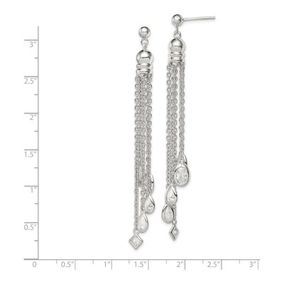 Sterling Silver CZ Multi-Chain Dangle Earrings – view 5