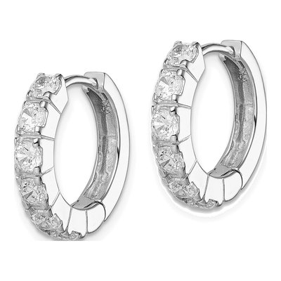 Sterling Silver 18mm CZ Huggie Hoop Earrings – view 3