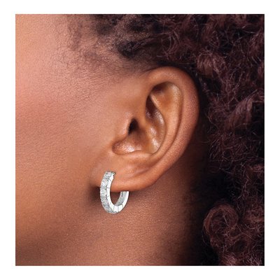 Sterling Silver 18mm CZ Huggie Hoop Earrings – view 4
