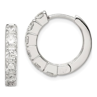 Sterling Silver 18mm CZ Huggie Hoop Earrings