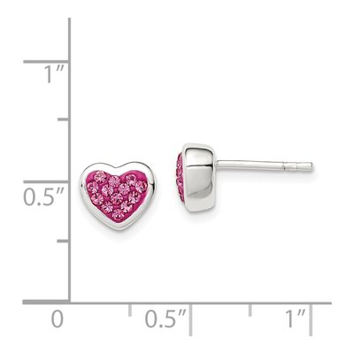 Sterling Silver 1.5mm Round CZ Heart Stud Earrings – view 5