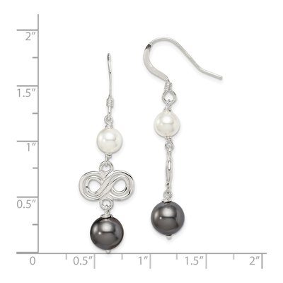 Sterling Silver Simulated Pearl Infinity Dangle Earrings – view 5
