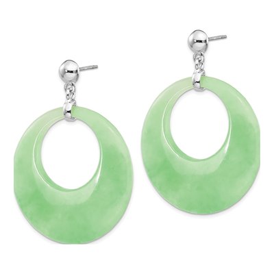 Sterling Silver Jade Circle Dangle Earrings – view 3