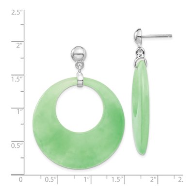 Sterling Silver Jade Circle Dangle Earrings – view 5