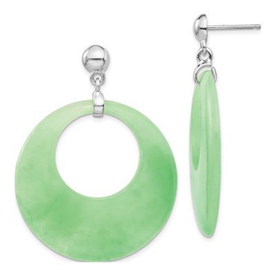 Sterling Silver Jade Circle Dangle Earrings