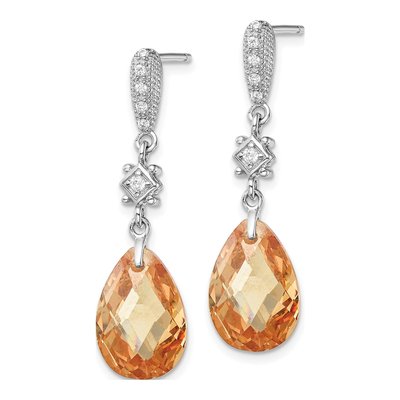 Sterling Silver CZ Teardrop Dangle Earrings – view 3