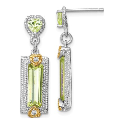 Sterling Silver CZ Heart Dangle Earrings