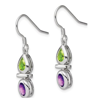 Sterling Silver Peridot & Amethyst Dangle Earrings – view 3