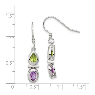 Sterling Silver Peridot & Amethyst Dangle Earrings – view 5