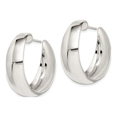 Sterling Silver 35mm J- Hoop Earrings – view 3